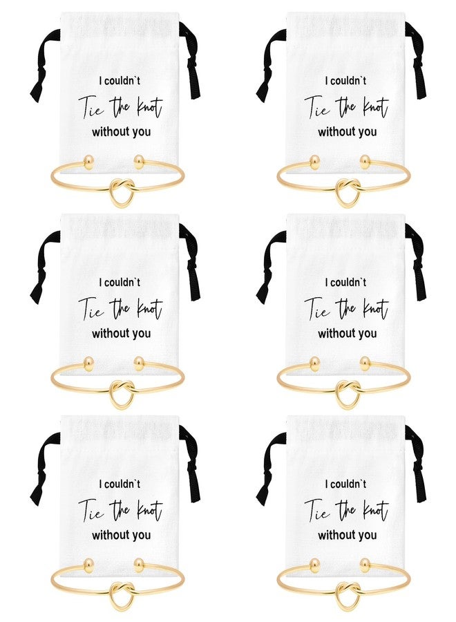 CEELGON 12 Pcs Jewelry Pouch Set of 6 Linen Cotton Small Drawstring Bags & Bridesmaid Knot Bracelet Jewelry Packaging Proposal Gift Bridal Party Favors (Gold) - Image 1